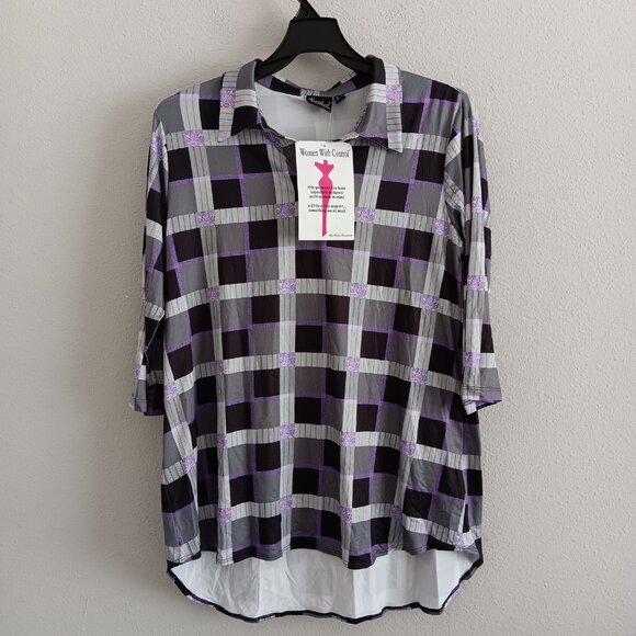 Women with Control Petite Plaid Tunic - Size PL a62178 - Picture 2 of 4